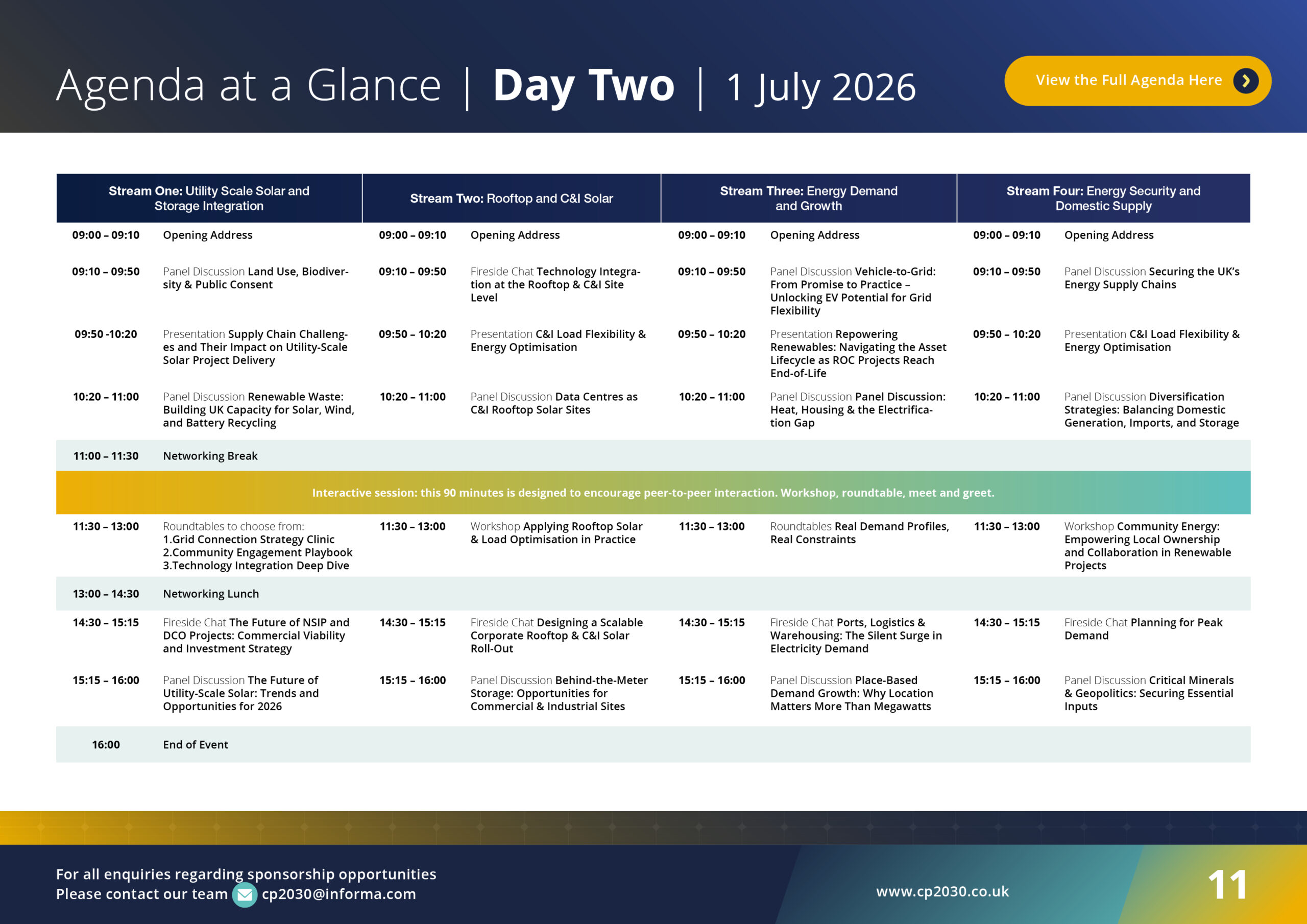Agenda at a Glance - Day 2