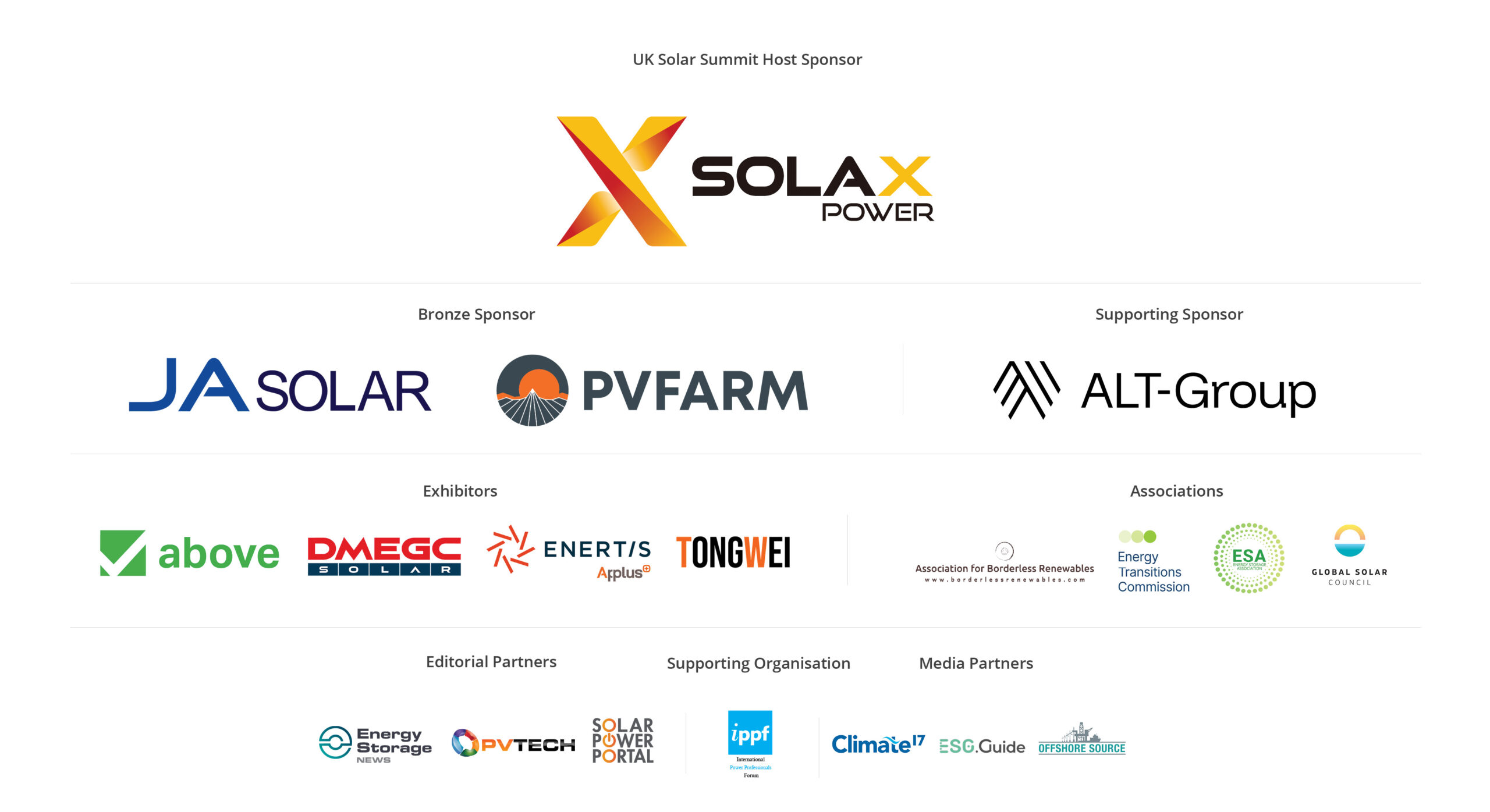 Clean Power 2030 | UK Solar Summit Sponsors and Partners