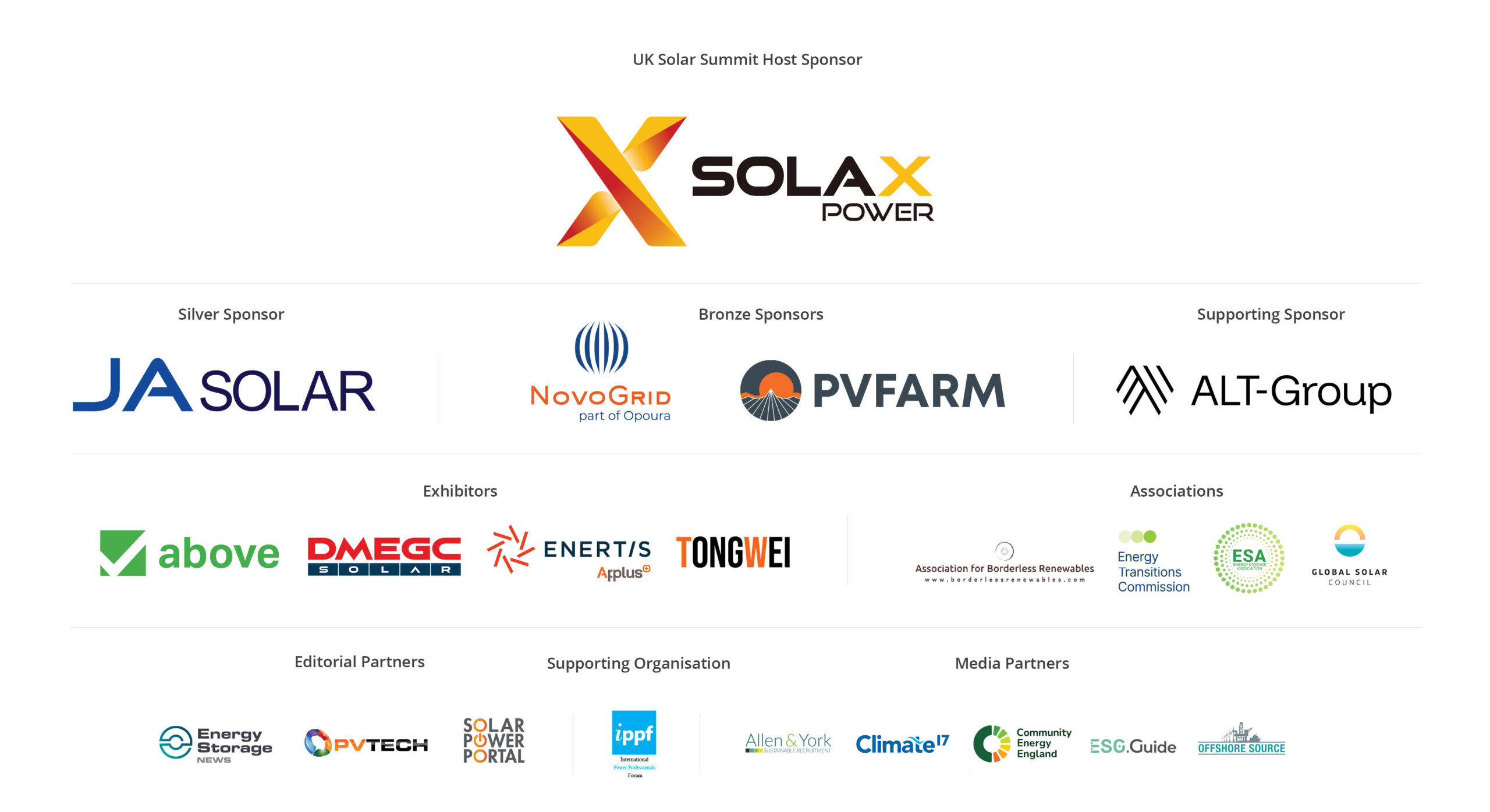Clean Power 2030 | UK Solar Summit Sponsors and Partners